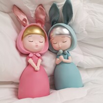 Cute creative lollipop girl long rabbit ears sleeping eyes Dream girl ornaments Wind chimes wedding gift ornaments