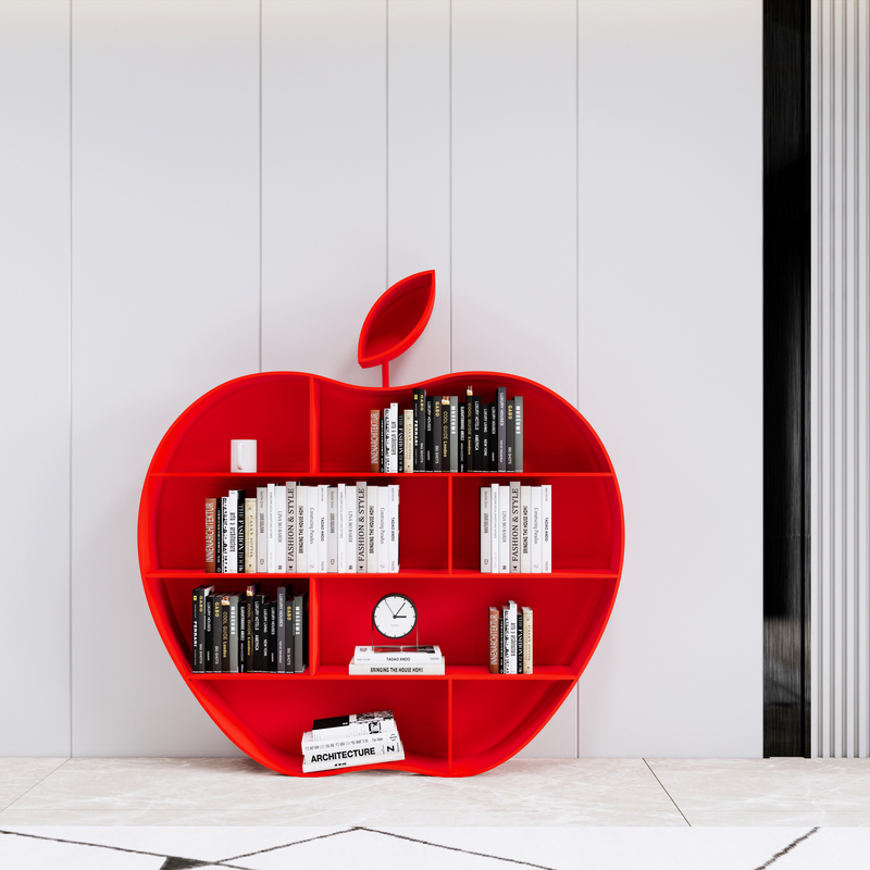 Iron Children's Bookshelf Creative Apple Shape School Library Floor-Standing Simple Multi-Layer Storage Rack