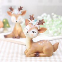 Plum Blossom Deer Small Pendulum Piece American Creative Home Decoration Pint Cute Cartoon Animal Office Furnishing Couple Presents