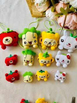 Korean fabric cartoon cute plush doll toy bag hanging key hanging zipper hanging