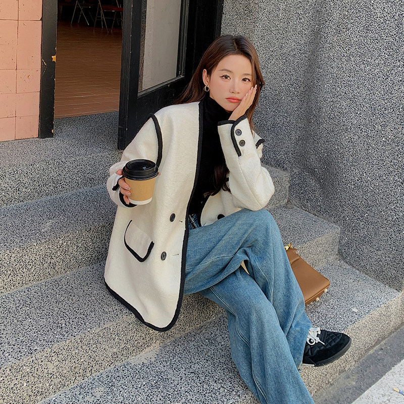 新款2025年拼接冬季毛呢外套2C098-8953P165K248,女装毛呢外套,2C098
