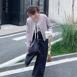 【26现货新款】春拼接短款单排扣圆领皮衣外套，女装皮衣，2C215