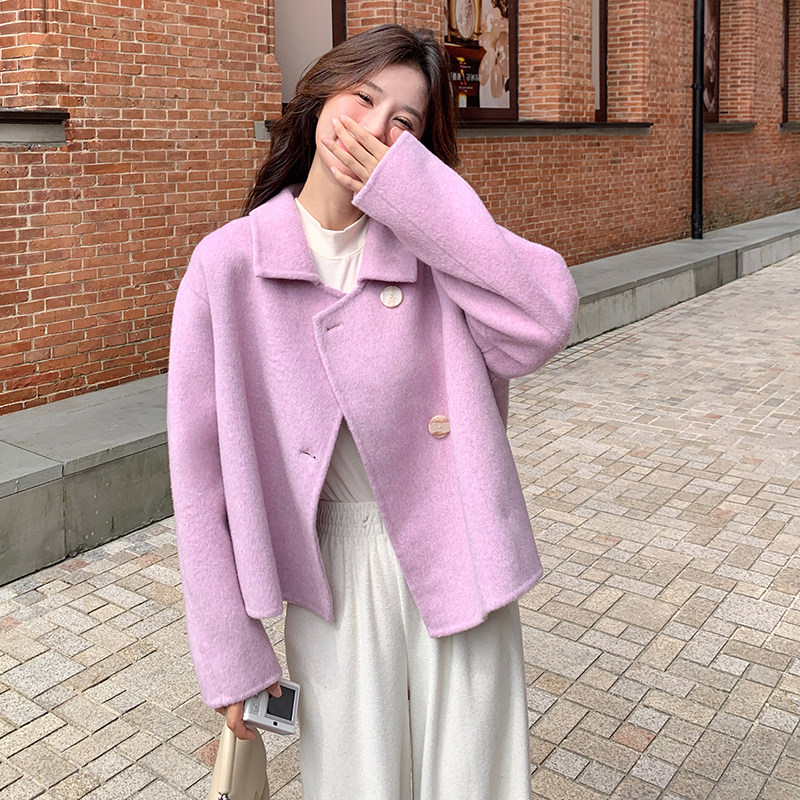 现货双面呢短款小个子紫色外套2C206-L17-P175-K278,女装短外套,2C206