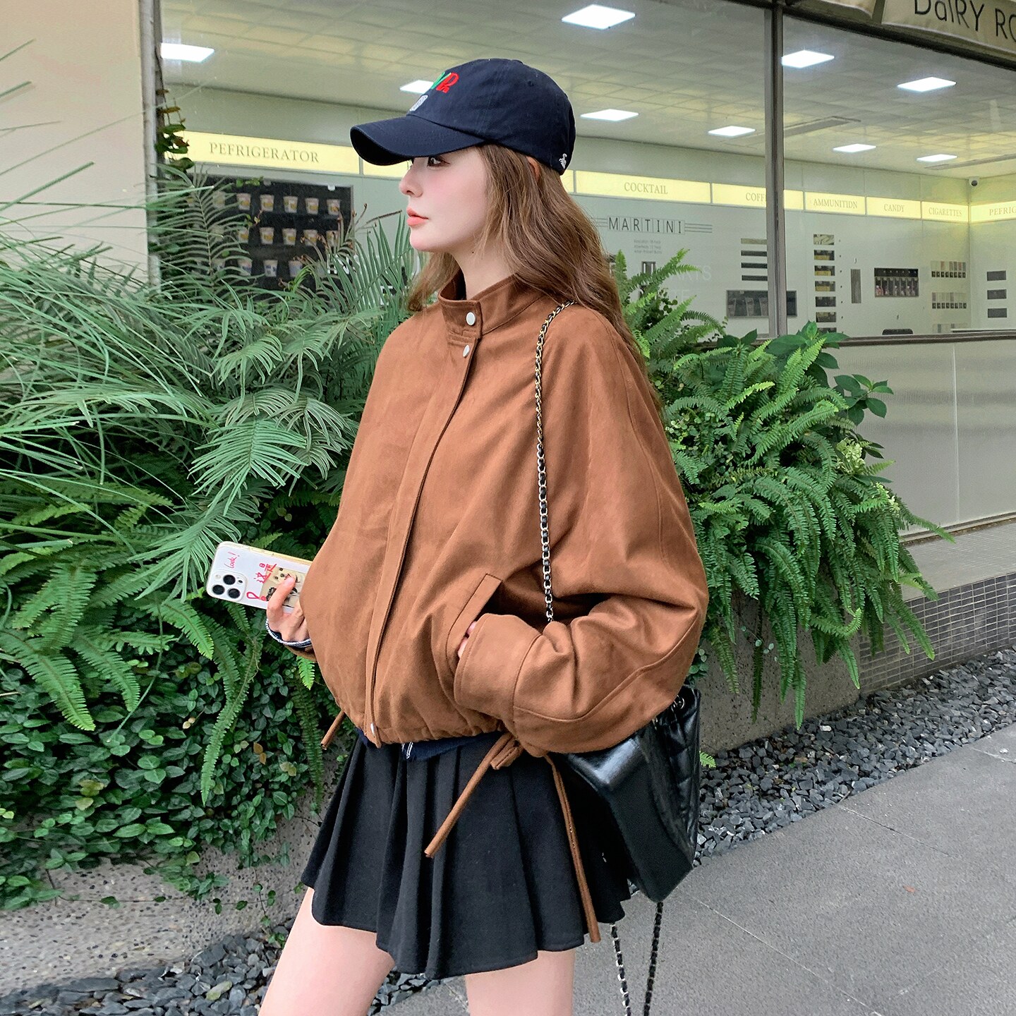 休闲复古蓝色立领短外套女春秋2025新款小个子夹克上衣爆款高级感,女装短外套,2D008