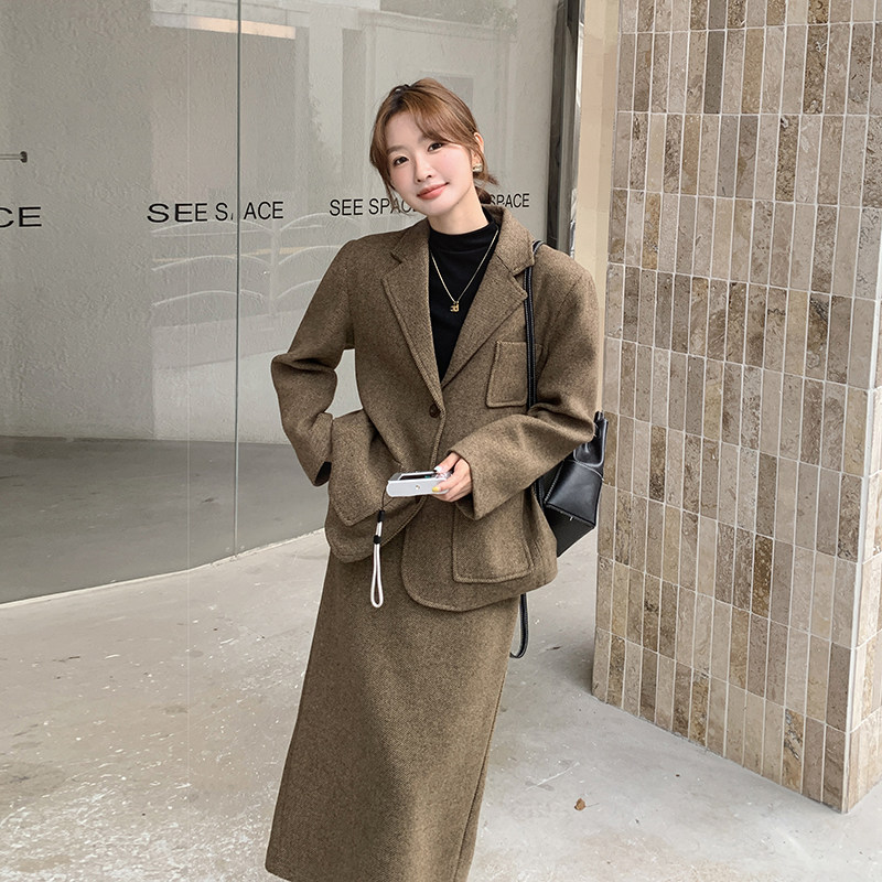 现货西装毛呢外套+半身裙高级感套装2C206-L33-P225-K328,女装套装/套裙,2C206