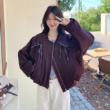 洋气炸街蝴蝶结圆领外套女2025秋季新款超好看宽松小个子短款夹克，女装短外套，2C307