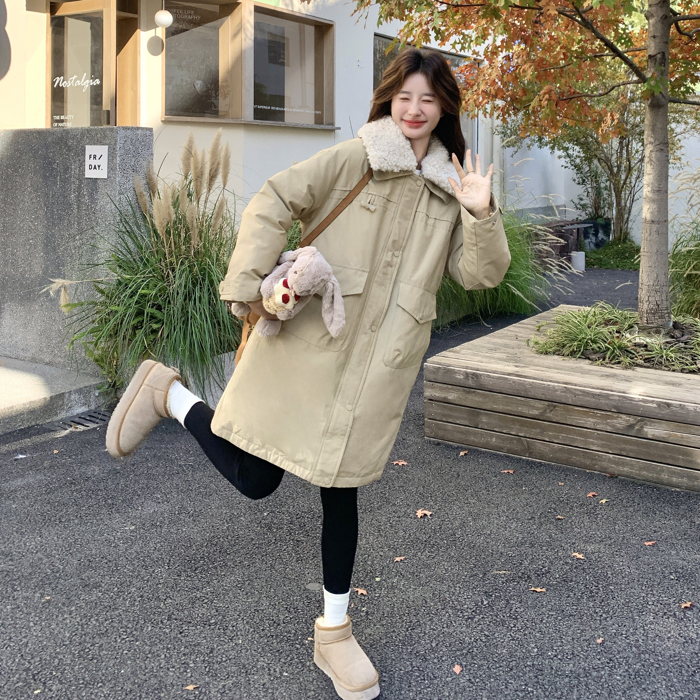 现货！韩系派克服羊羔毛毛领中长款棉服2C212-G206-P235-K358,女装棉衣/棉服,2C212
