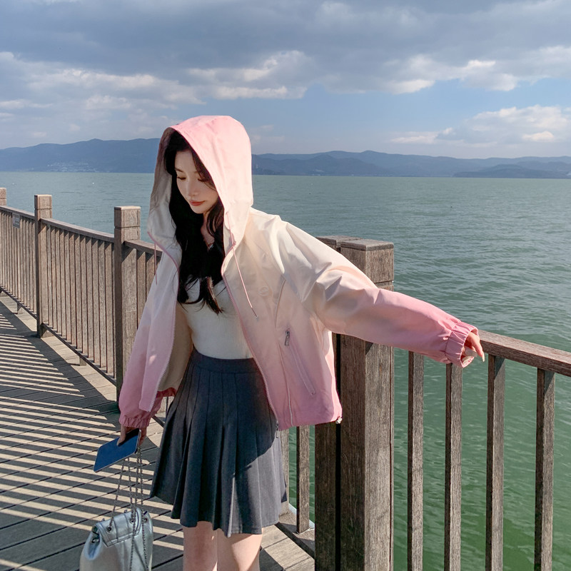 【档口现货】2025秋装新款女装渐变色风衣外套266-P125-K178,女装短外套,2C266