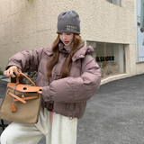 现货新款东大门加厚保暖洋气时尚百搭连帽面包服女外套女，女装羽绒服，2B114