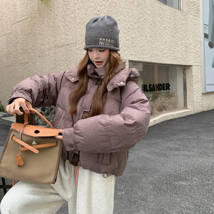 现货新款东大门加厚保暖洋气时尚百搭连帽面包服女外套女图片