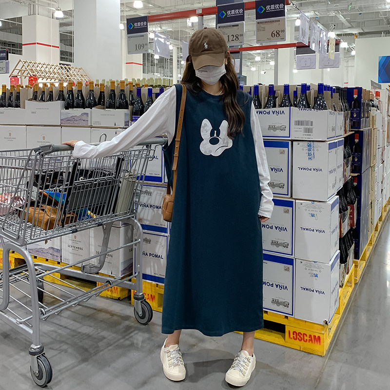 减龄穿搭一整套卫衣连衣裙女开春2025超火学院风休闲背心裙,女装连衣裙,2D043
