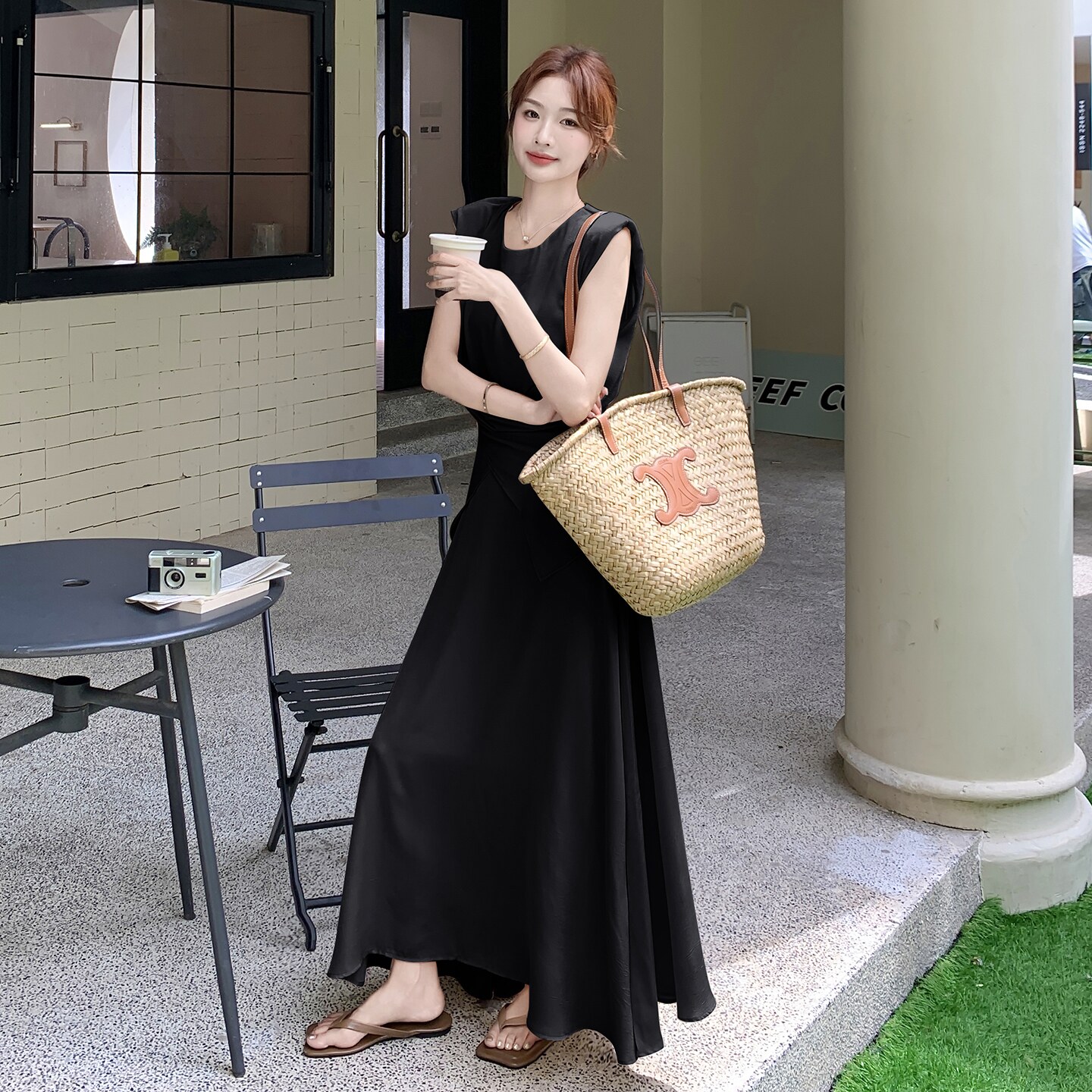 不规则系带无袖背心半身裙套装女2025夏季新款气质显瘦通勤两件套,女装套装/套裙,2D078
