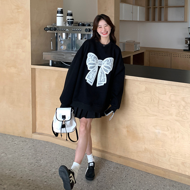早秋蝴蝶结刺绣卫衣女2025新款爆款小个子独特设计感减龄显瘦上衣,女装卫衣/绒衫,2C196