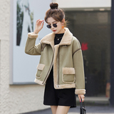短款皮毛一体羊羔毛外套女2024冬季新款加厚保暖机车服羊羔绒棉衣，女装短外套，自然秀