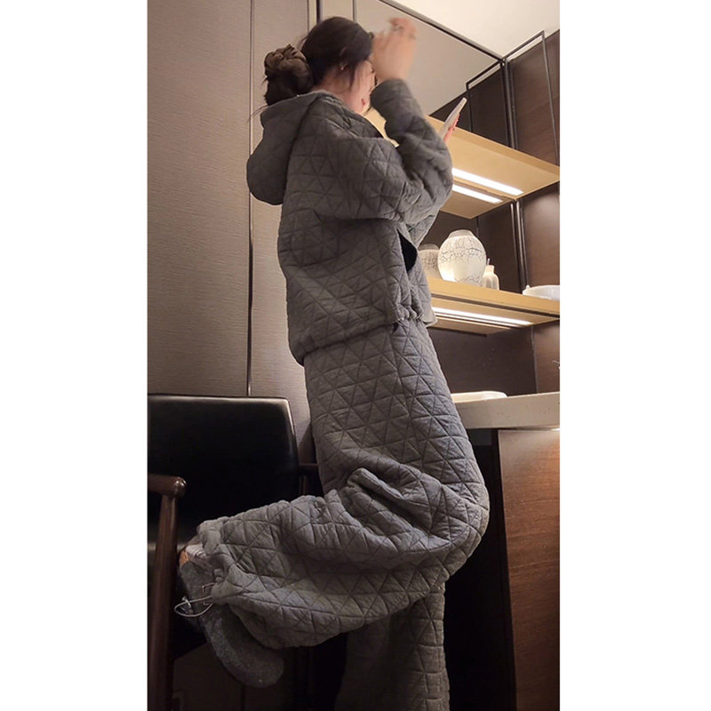 女冬宽松显瘦慵懒风加厚休闲运动套装,女装套装/套裙,2C310