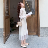 新中式国风连衣裙少女秋季2025新款小个子减龄甜美森系收腰裙子，女装连衣裙，2C323