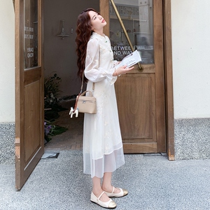 新中式国风连衣裙少女秋季2025新款小个子减龄甜美森系收腰裙子图片
