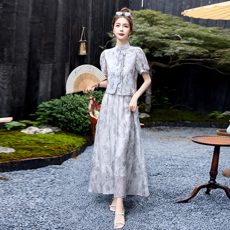 现货2025夏装新款新中式端正典雅套裙，女装套装/套裙，奕可儿,女装套装/套裙,奕可儿