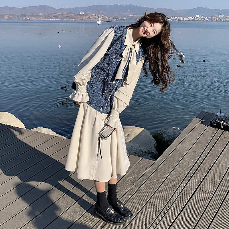 春装新款数据好牛仔马甲连衣裙两件套2C018-2410-P175-K248,女装套装/套裙,2C018