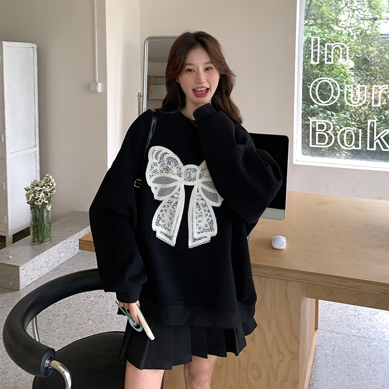 早秋蝴蝶结刺绣卫衣女2025新款爆款小个子独特设计感减龄显瘦上衣,女装卫衣/绒衫,2C196
