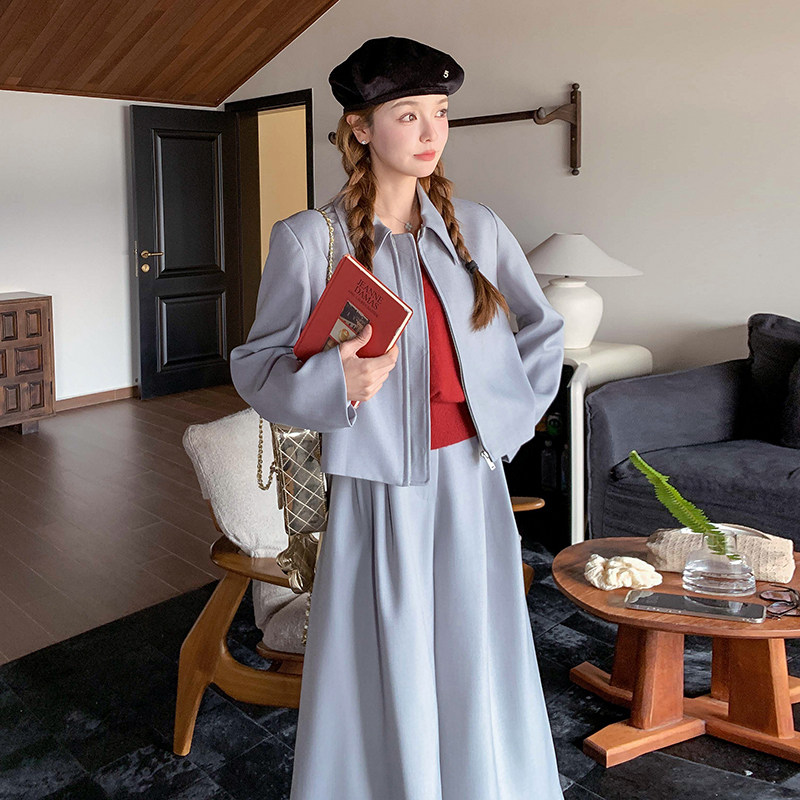 休闲洋气时尚减龄套装女2025年秋季新款时髦显瘦遮肉阔腿裤两件套,女装套装/套裙,2C159