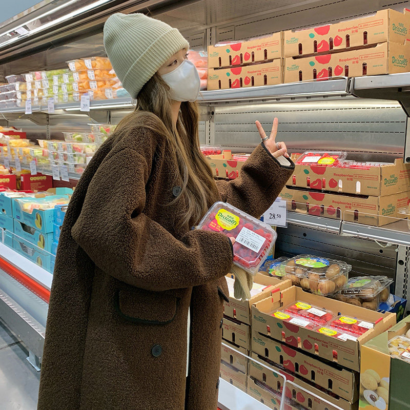 现货款号W1065鹿皮绒羊羔毛大衣P195控298,女装毛呢外套,2D043