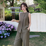 时尚休闲直桶套裤，女装套装/套裙，1D066-1
