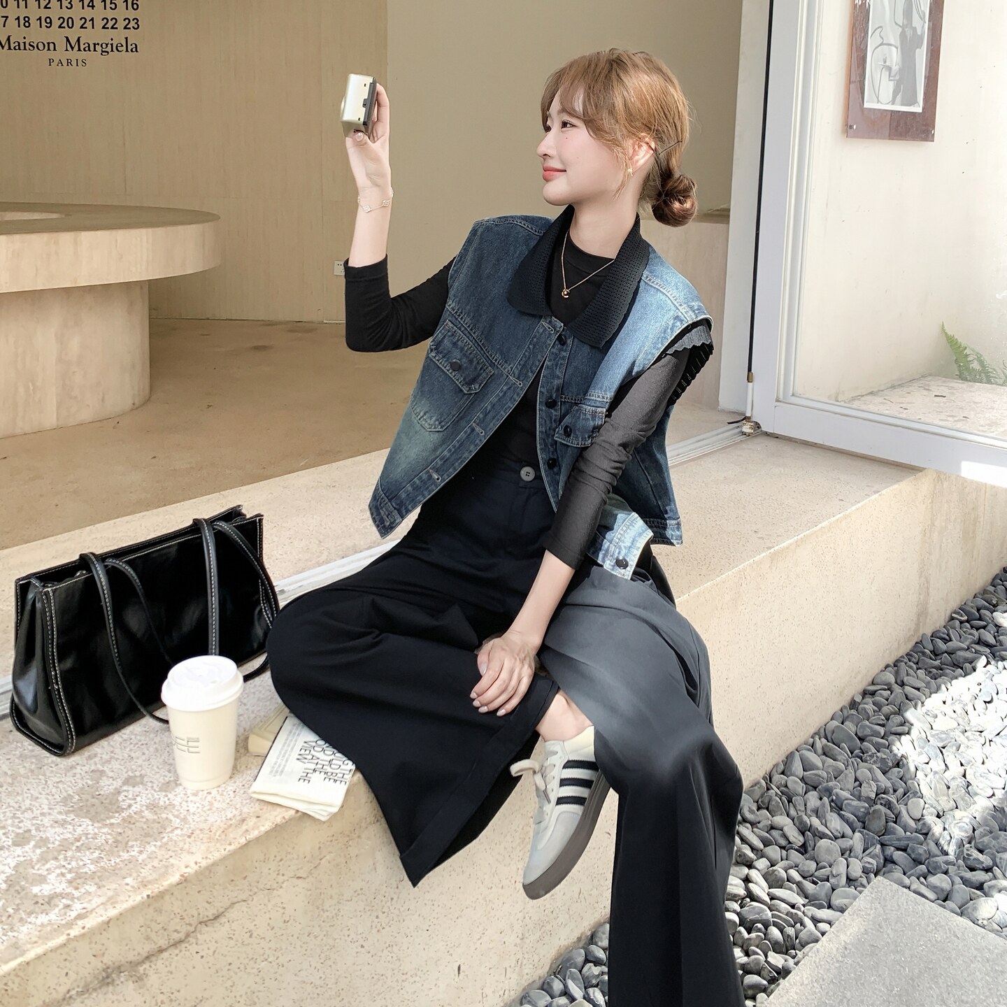 又酷又飒翻领牛仔马甲女2025秋季新款港风休闲小个子百搭夹克外套图片