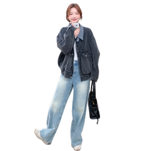 工装翻领牛仔短外套女春秋2025新款小个子巨好看减龄小众夹克上衣图片