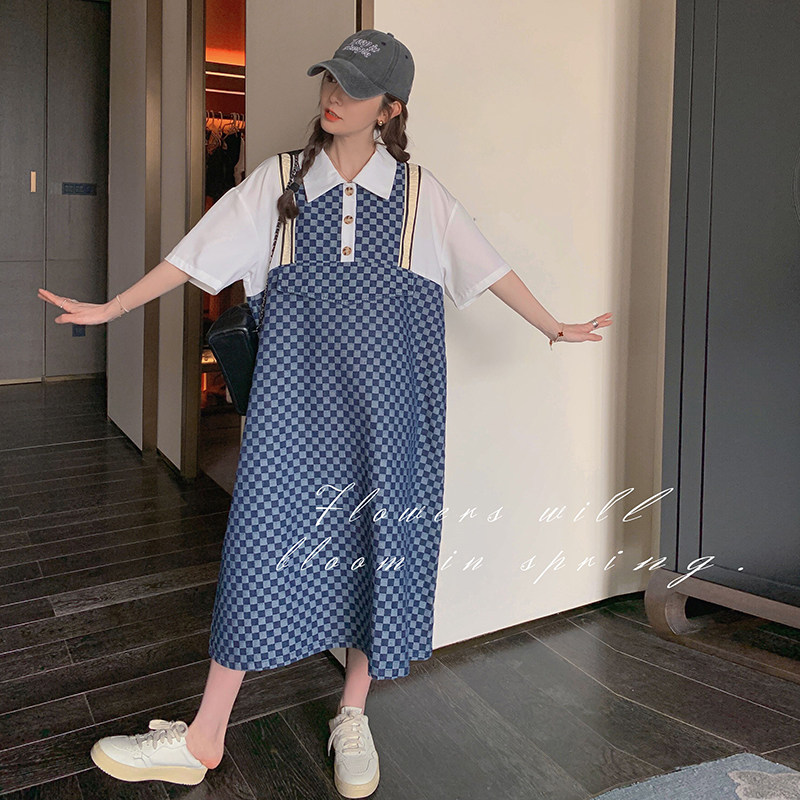提供买家秀格纹牛仔撞色连衣裙2C018-295-P115168,女装连衣裙,2C018
