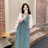 大方得体无袖牛仔连衣裙套装女夏小清新小众独特冷淡系流行减龄，女装套装/套裙，2C131
