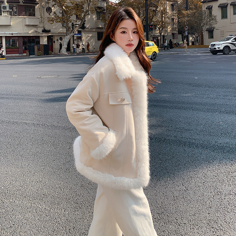 【】皮毛一体羊羔毛毛呢外套棉服长款2C133-966-P175-K268,女装棉衣/棉服,2C133
