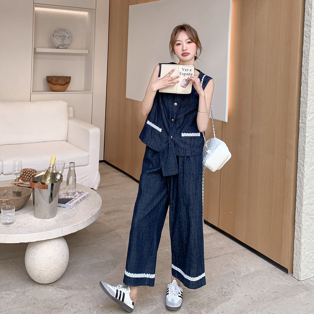 现货足25夏装牛仔套装2D044-758-P两件套160-P三件套180,女装套装/套裙,衣珂纱朗