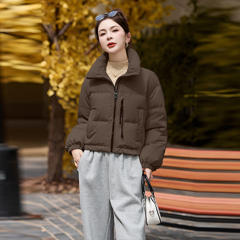 小个子短款立领羽绒服女2024冬季新款韩版宽松休闲保暖面包服外套,女装羽绒服,衣佳和