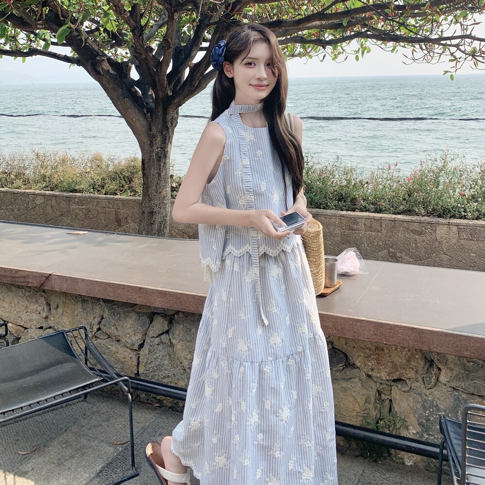 夏季新款韩系甜美减龄百搭显瘦开衫+半身裙两件套套装女,女装套装/套裙,2C159