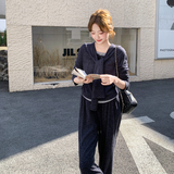 时髦精穿搭套装女2025春季新款韩系休闲上衣披肩高腰阔腿裤三件套，女装套装/套裙，2C266