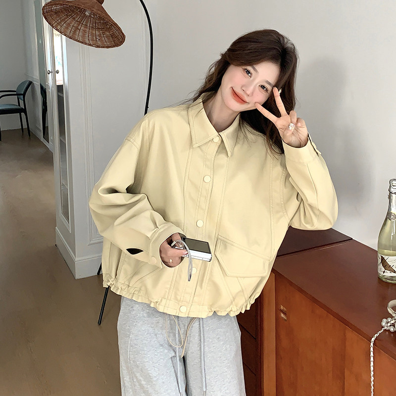 欧货奶huhu皮衣外套女春秋2025新款复古流行pu皮短夹克高级小个子,女装皮衣,2C218