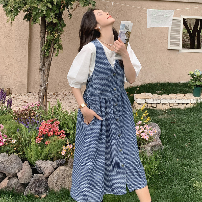 可盐可甜牛仔背带连衣裙两件套女2025夏季新款法式甜美减龄背心裙图片