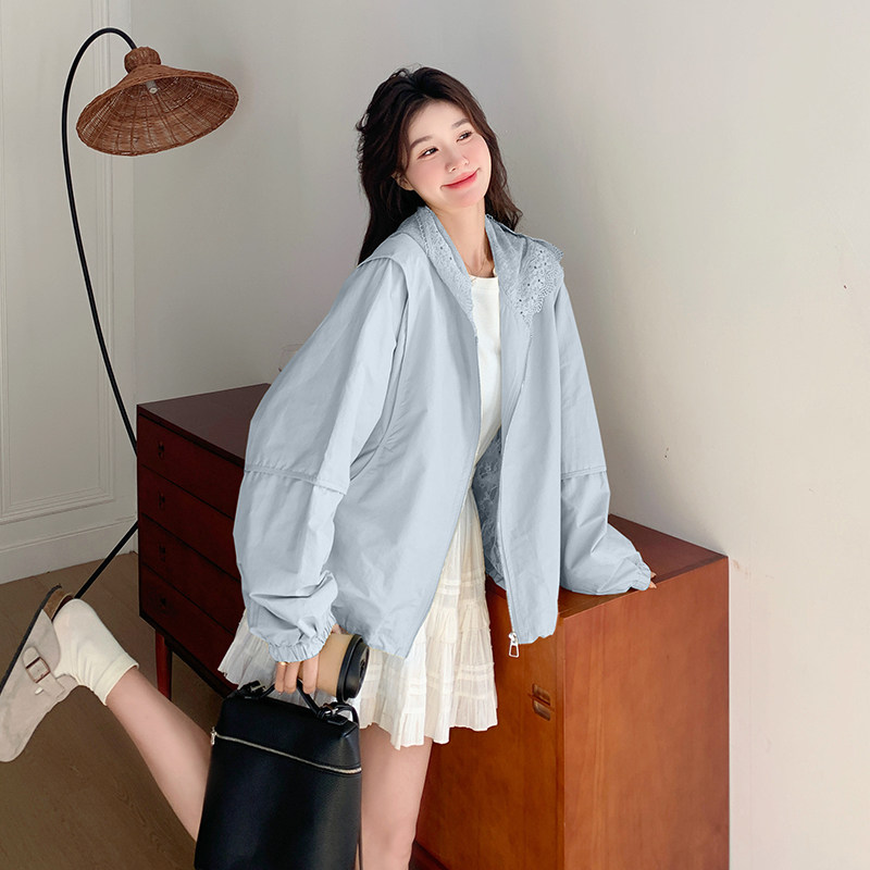 黄色蕾丝拼接短款外套女2025春季新款韩版小个子甜美减龄夹克上衣,女装短外套,2C126