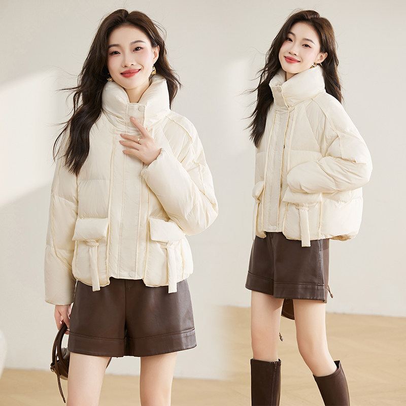 2025新款冬季羽绒服女短款高腰时尚纯色90%白鸭绒羽绒服,女装羽绒服,衣佳和