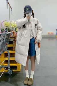 现货  白色字母棉服女冬季宽松过膝  2C206-L20-P175-K258图片