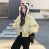 2B081-7707-P160-K238春季2026新款连帽短款皮衣夹克假两件外套，女装短外套，2B081