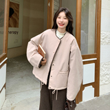 粉色加绒加厚工装棉服外套女冬季2025新款流行短款派克服小棉衣，女装派克服，2C159