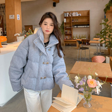 灰色面包服加厚保暖女设计感90白鸭绒宽松厚外套2263P305控458，女装羽绒服，2C166