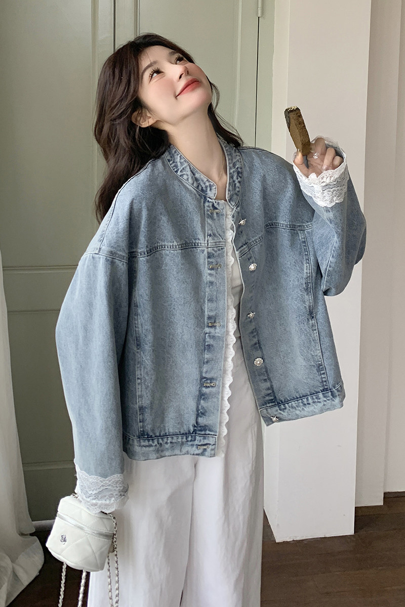 现货花边蕾丝拼接牛仔外套2C117-1752P155K228,女装短外套,2C117