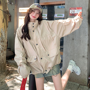 外套女春秋款2025时尚宽松韩版减龄温柔学院风设计感小众立领夹克图片