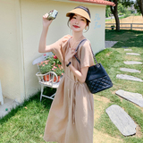 夏季韩版泡泡袖皱褶设计连衣裙5091P135K208，女装连衣裙，2C166