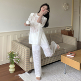 现货：夏装新款刺绣圆领开叉上衣阔腿裤两件套2C135-5099P145K208，女装套装/套裙，2C135