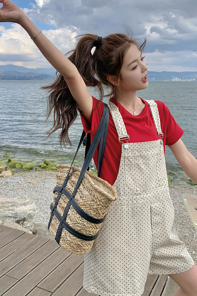 现货学院风新款夏两件套2C087-828背带裤P100K148套P135K188,女装连体裤,2C087