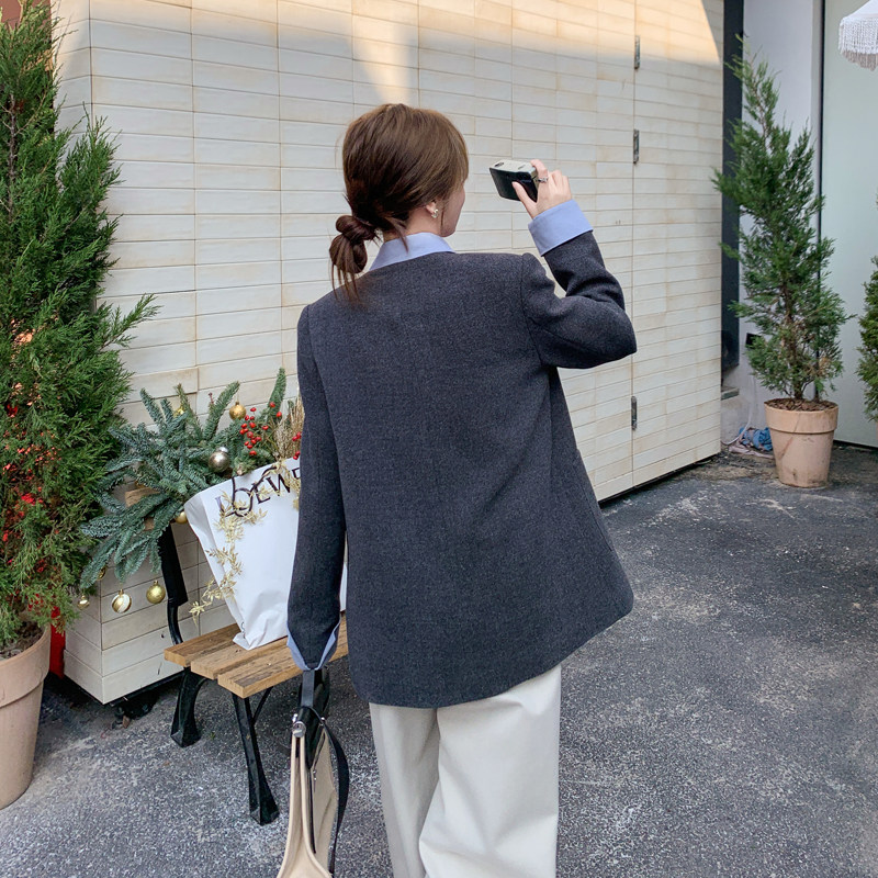 假两件西装毛呢外套女2024冬季新款高级感轻熟气质羽绒内胆小西服,女装羽绒服,2C266